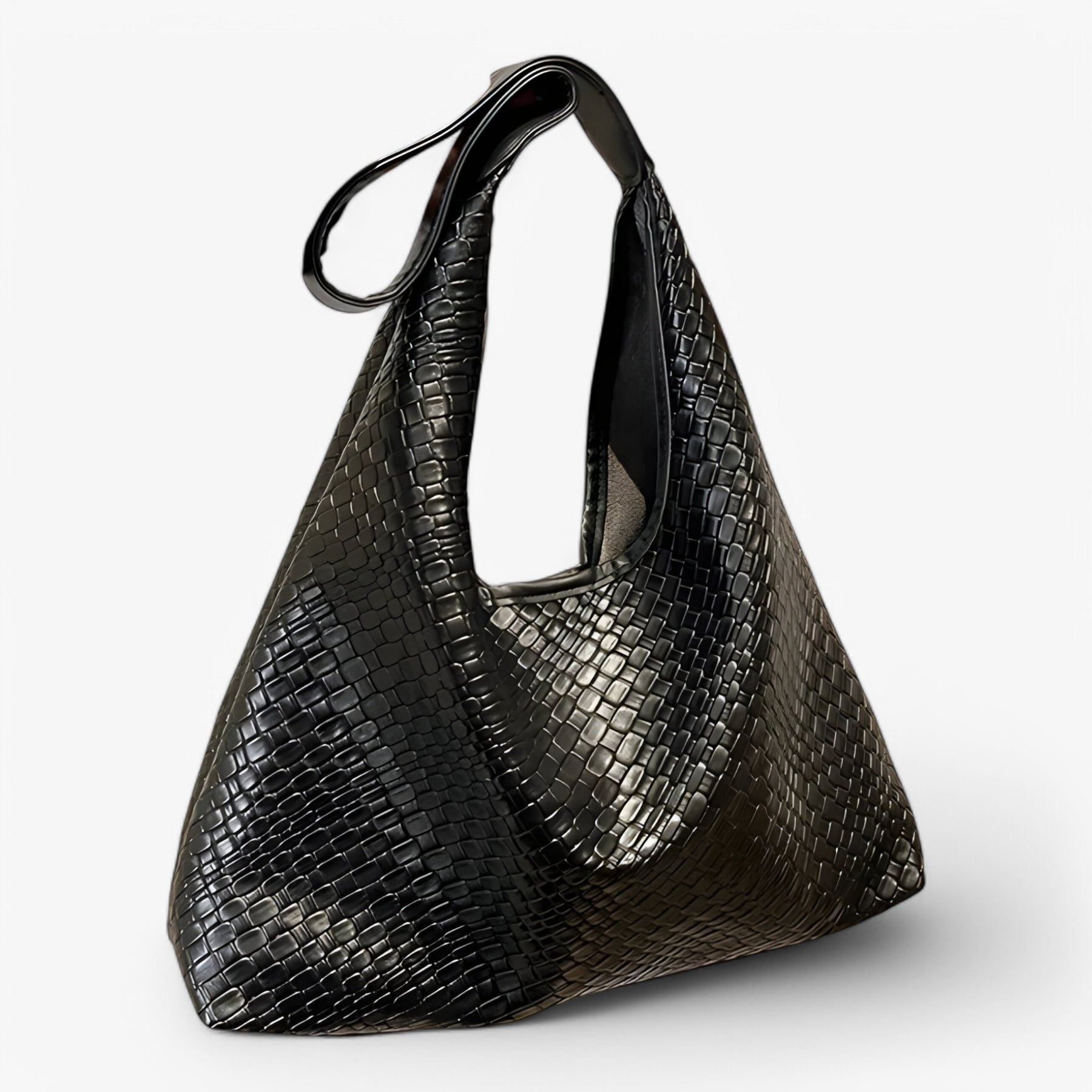 bags : RENATE - Dames Veelzijdige Zachte Leren Schoudertas met Geweven Hobo-Design in Zwart van Pantino