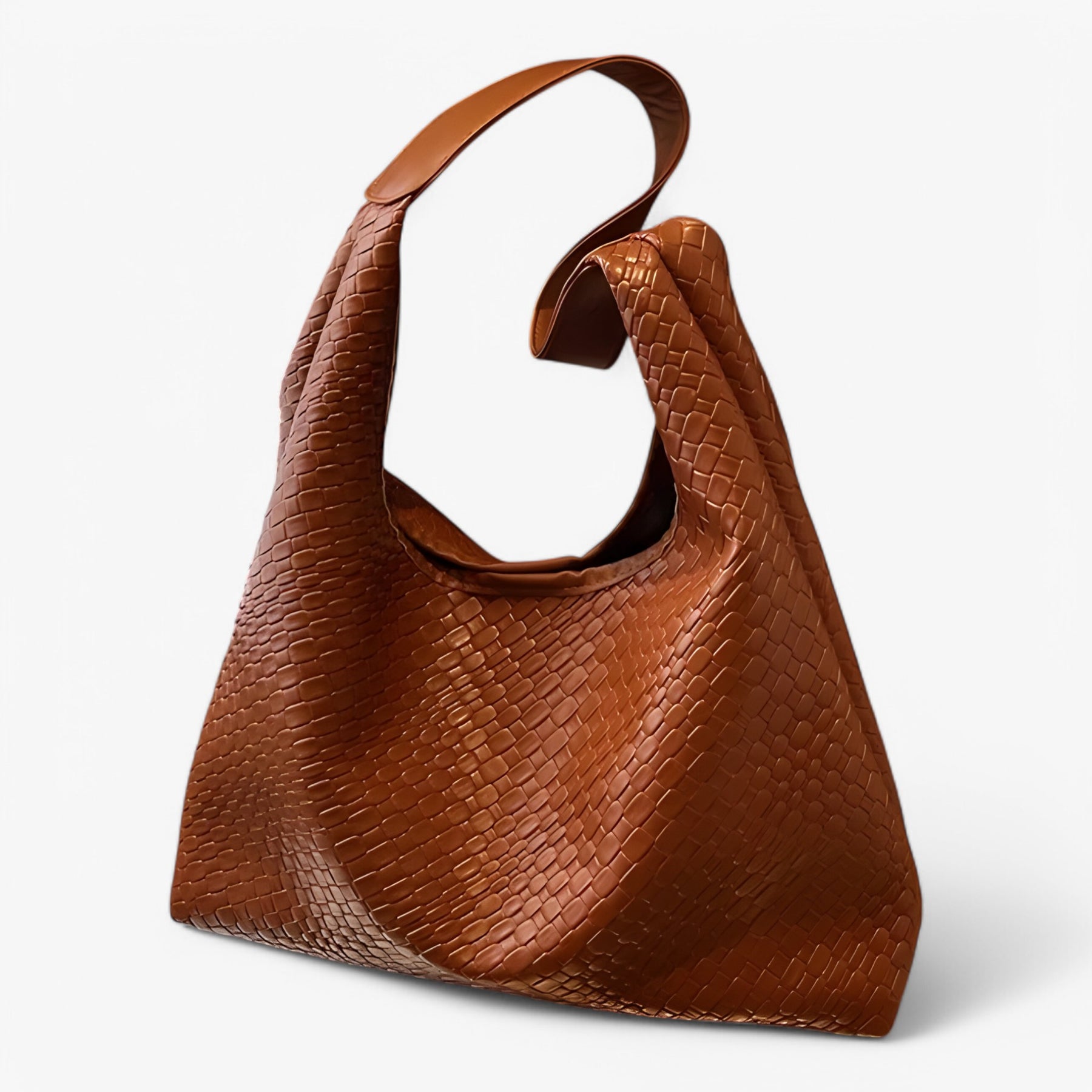 bags : RENATE - Dames Veelzijdige Zachte Leren Schoudertas met Geweven Hobo-Design in Bruin van Pantino