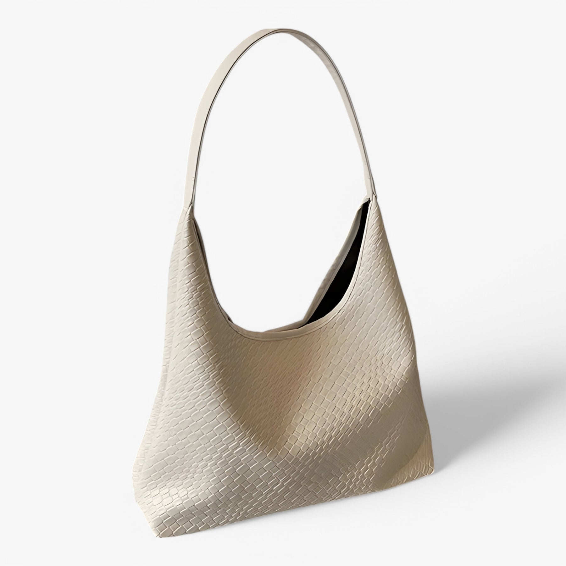 bags : RENATE - Dames Veelzijdige Zachte Leren Schoudertas met Geweven Hobo-Design in Wit van Pantino