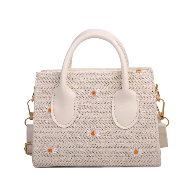 bags : Daisy - Gevlochten handtas met bloemaccenten in van Pantino