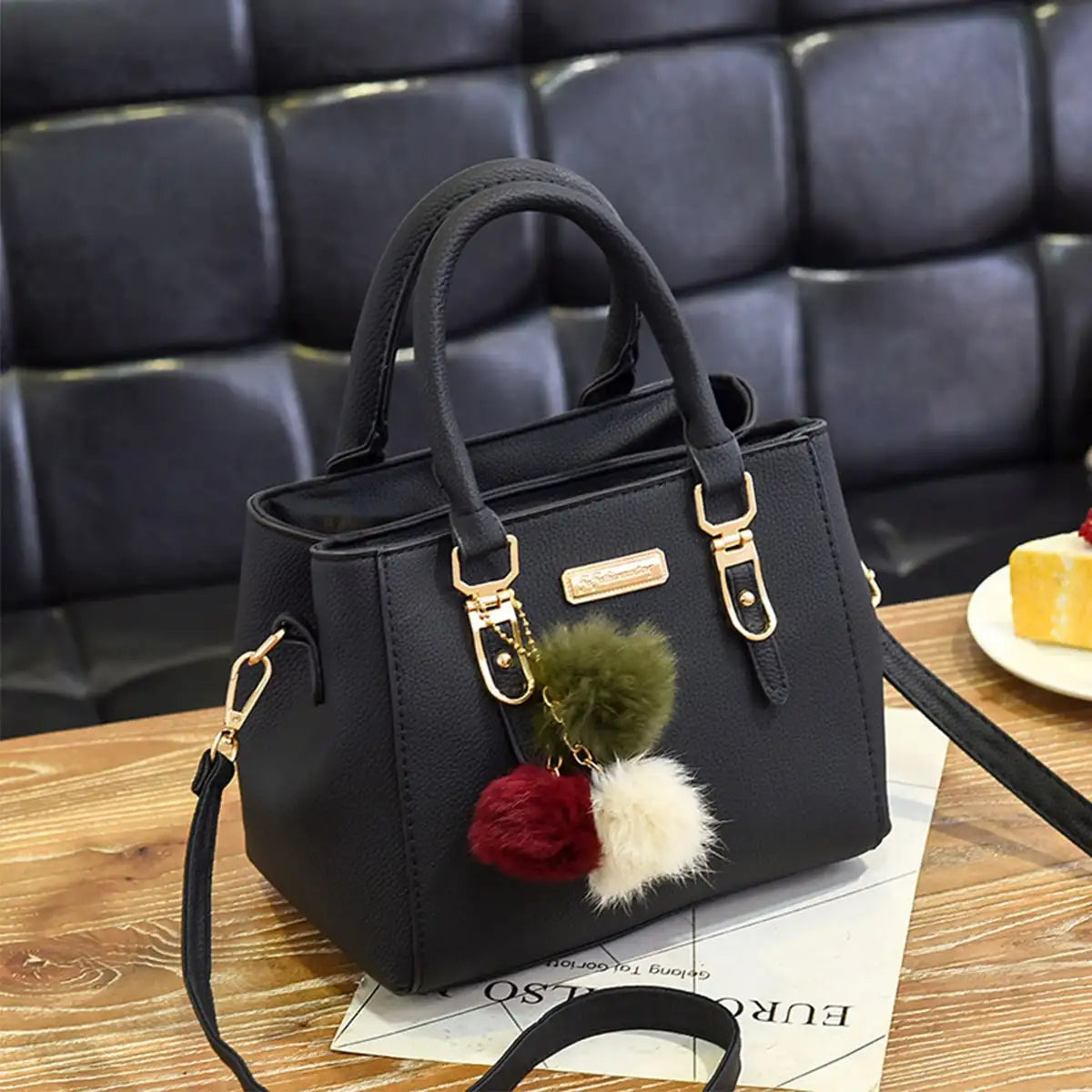 bags : RENATE - Vintage PU-leren handtas voor dames in zwart (Klein (langste zijde 20-30 cm)) van Pantino