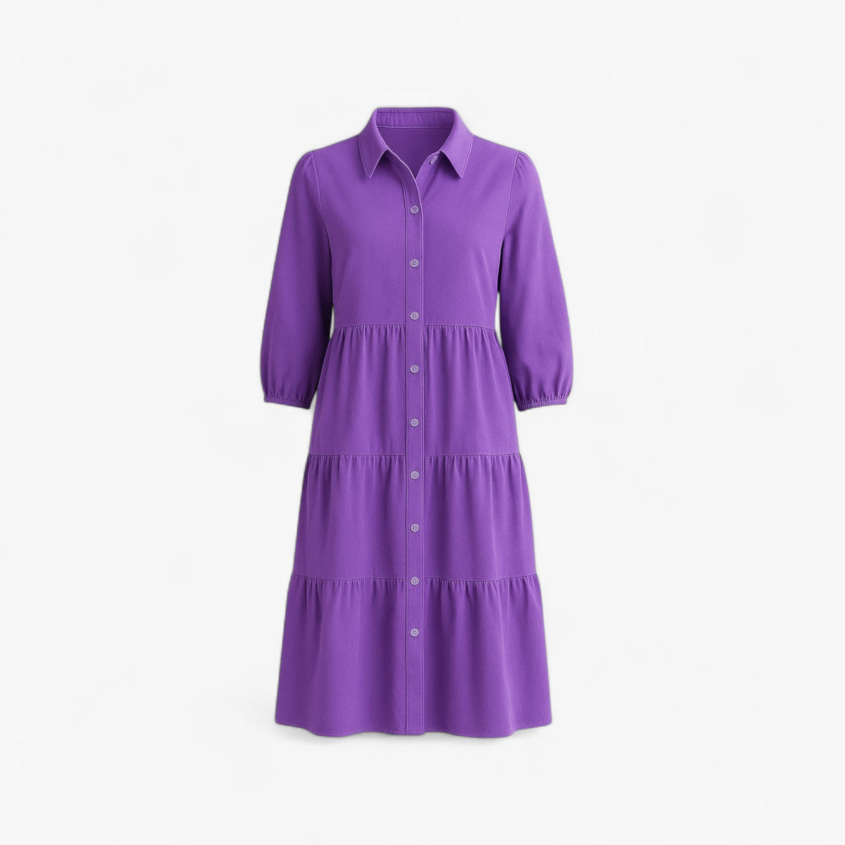 Dress : Cala | Lange Jurk Dames Met Collo A Revers in Porpora van Pantino