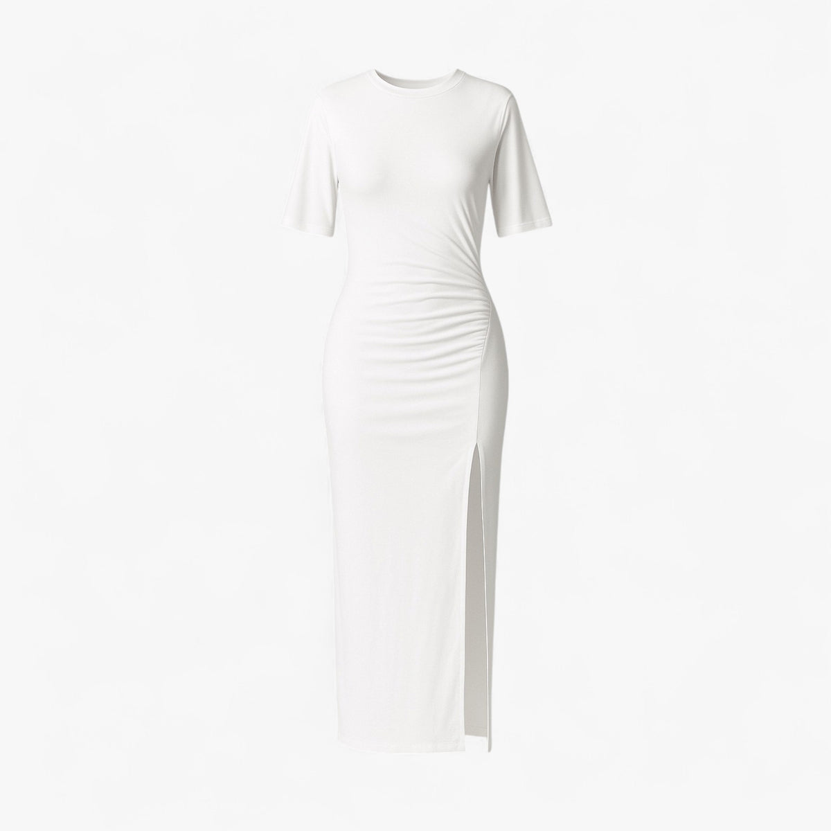 Dress : Gia | Midi Jurk Dames met Spacco in Wit van Pantino