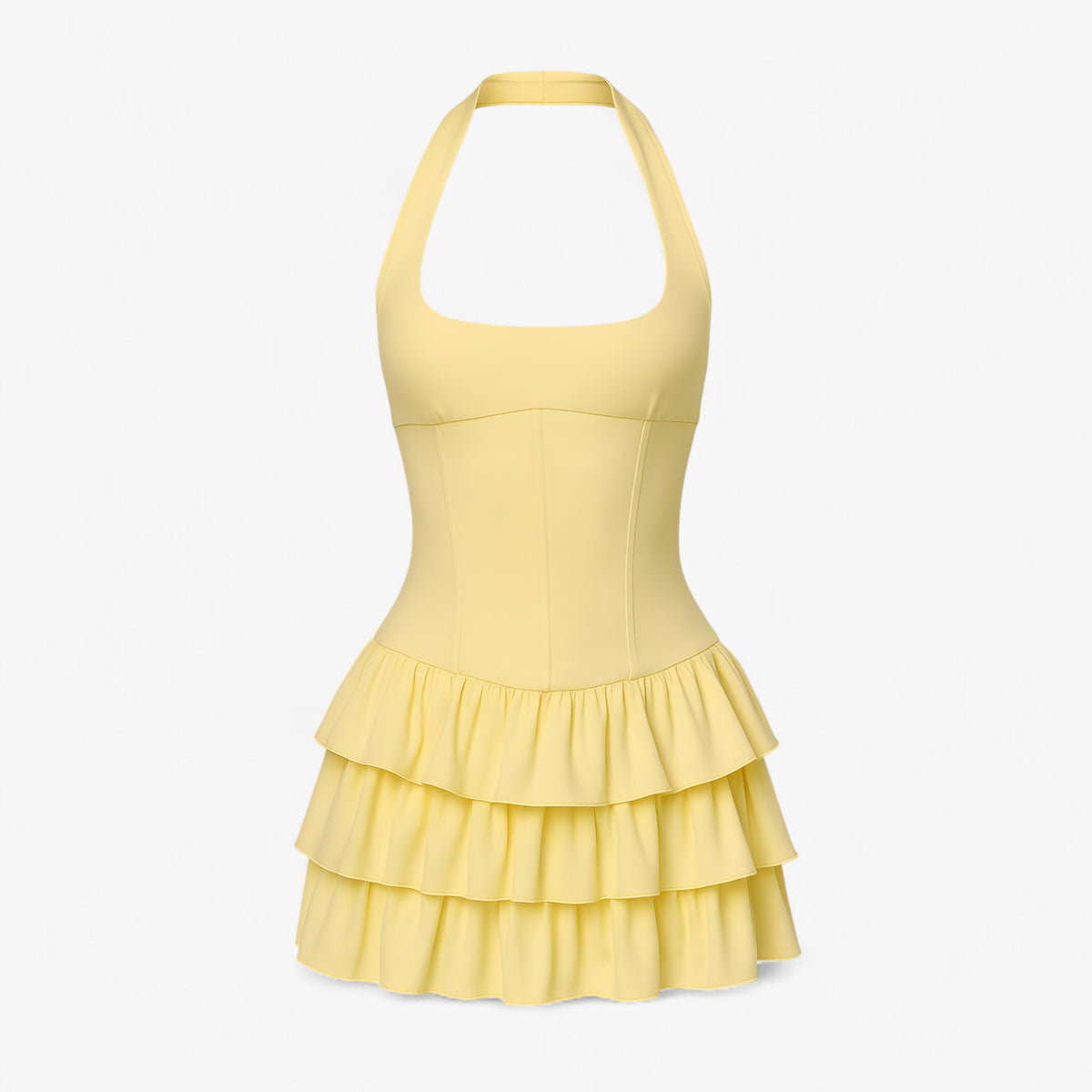 Women's Dress : Grace | Mini Jurk voor Vrouwen in pastelgeel van Pantino