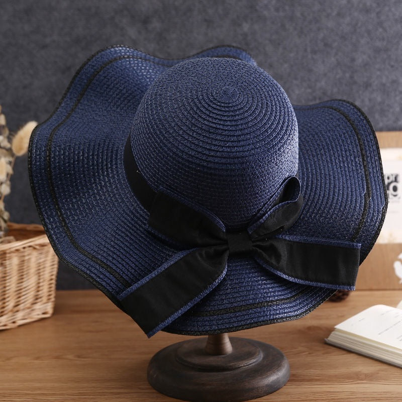 accessories : Veala | Zomerzon Strohoed Zonnescherm Panama in Blauw van Pantino