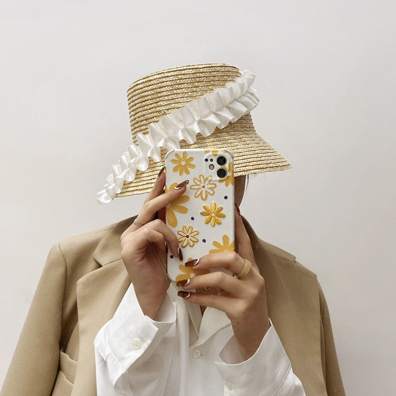 accessories : Veala | Gestreepte geplooide rieten emmerhoed in van Pantino