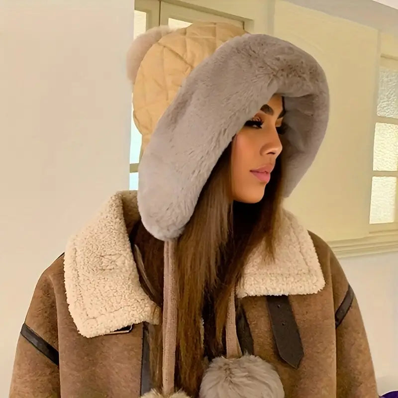 accessories : Fluffy muts met pompom in Beige van Pantino