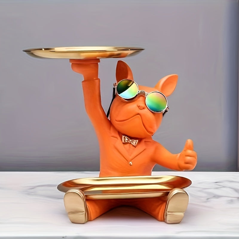 home & garden : Jasmijn | Decoratief bulldog standbeeld in Oranje van Pantino