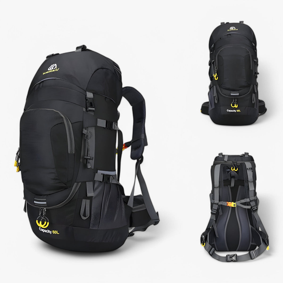 outdoor equipment : Johnny | Waterdichte TrekPro 60L Rugzak in Zwart van Pantinoshop