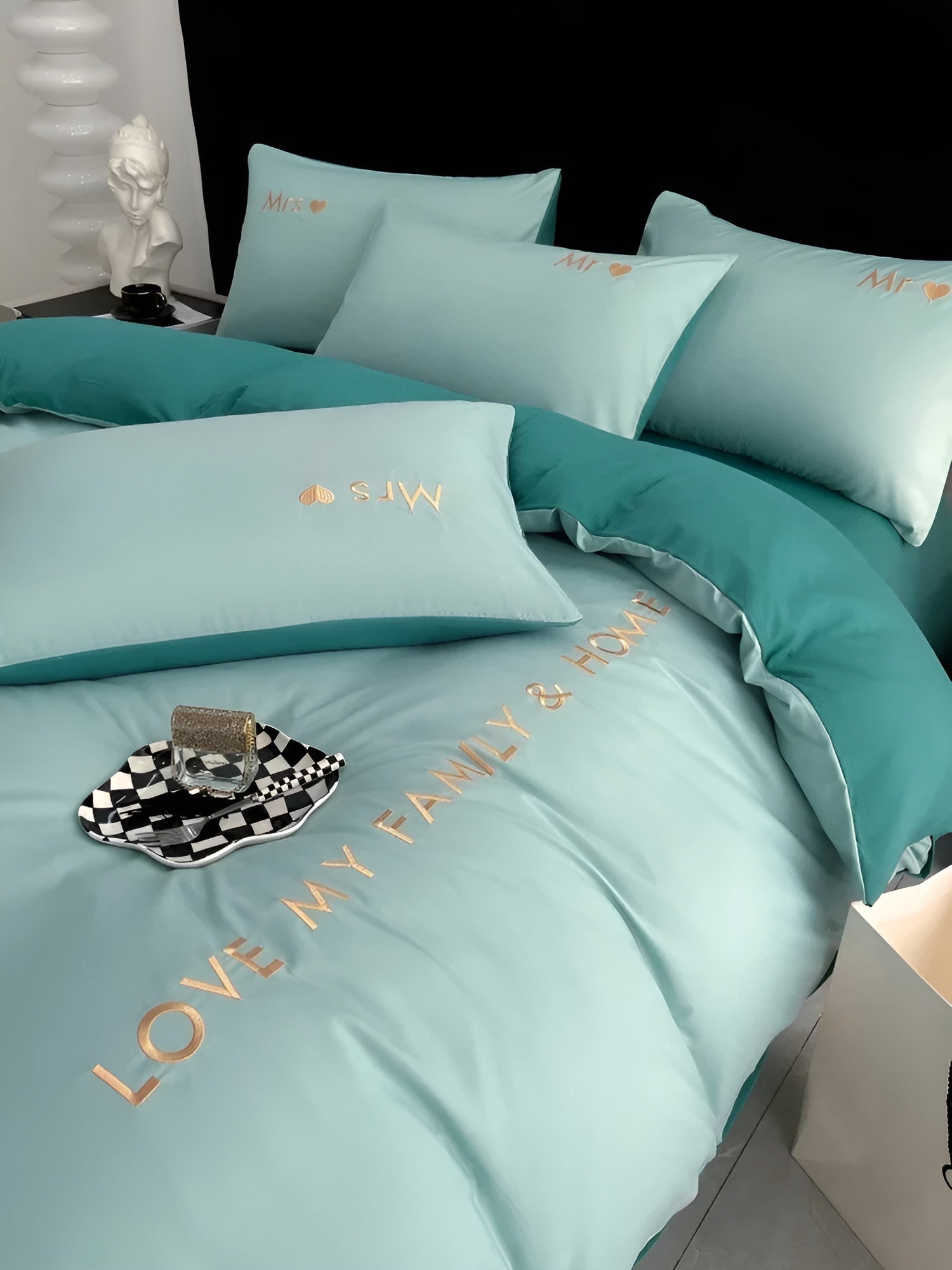 home & garden : DreamPro Beddings - Ultrazacht en Comfortabel Beddengoed in Blauw-Donkergroen van Pantino