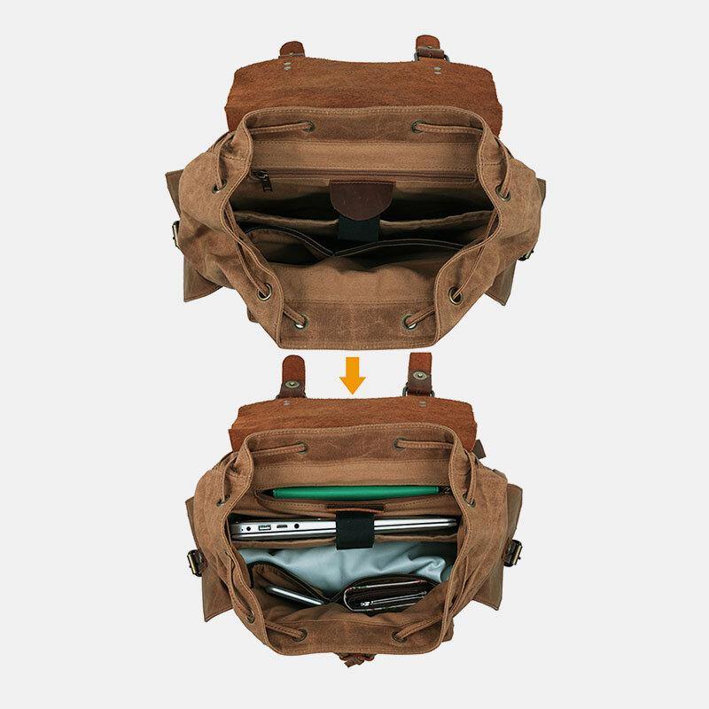 bags : RetroRider laptoprugzak van canvas en leer in van Pantino