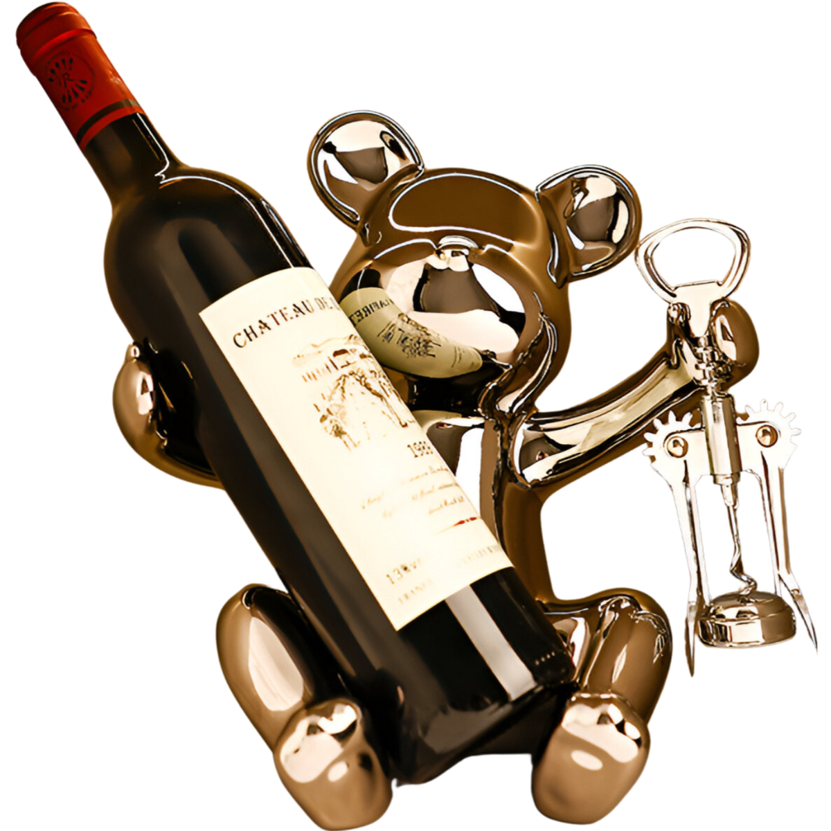 home & garden : BoozBear - Design wijnfleshouder gegalvaniseerd zilver keramiek in van Pantino