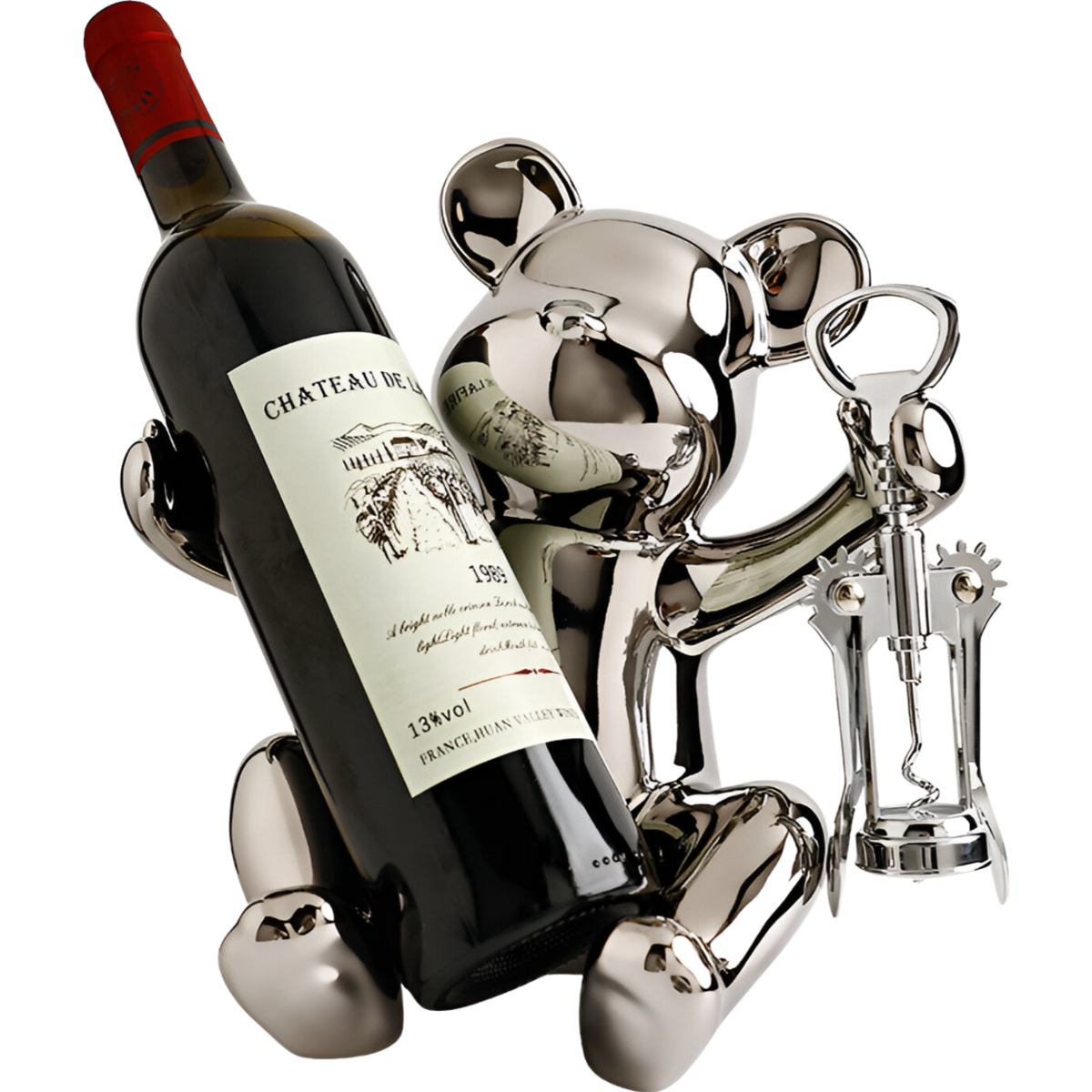 home & garden : BoozBear - Design wijnfleshouder gegalvaniseerd zilver keramiek in van Pantino