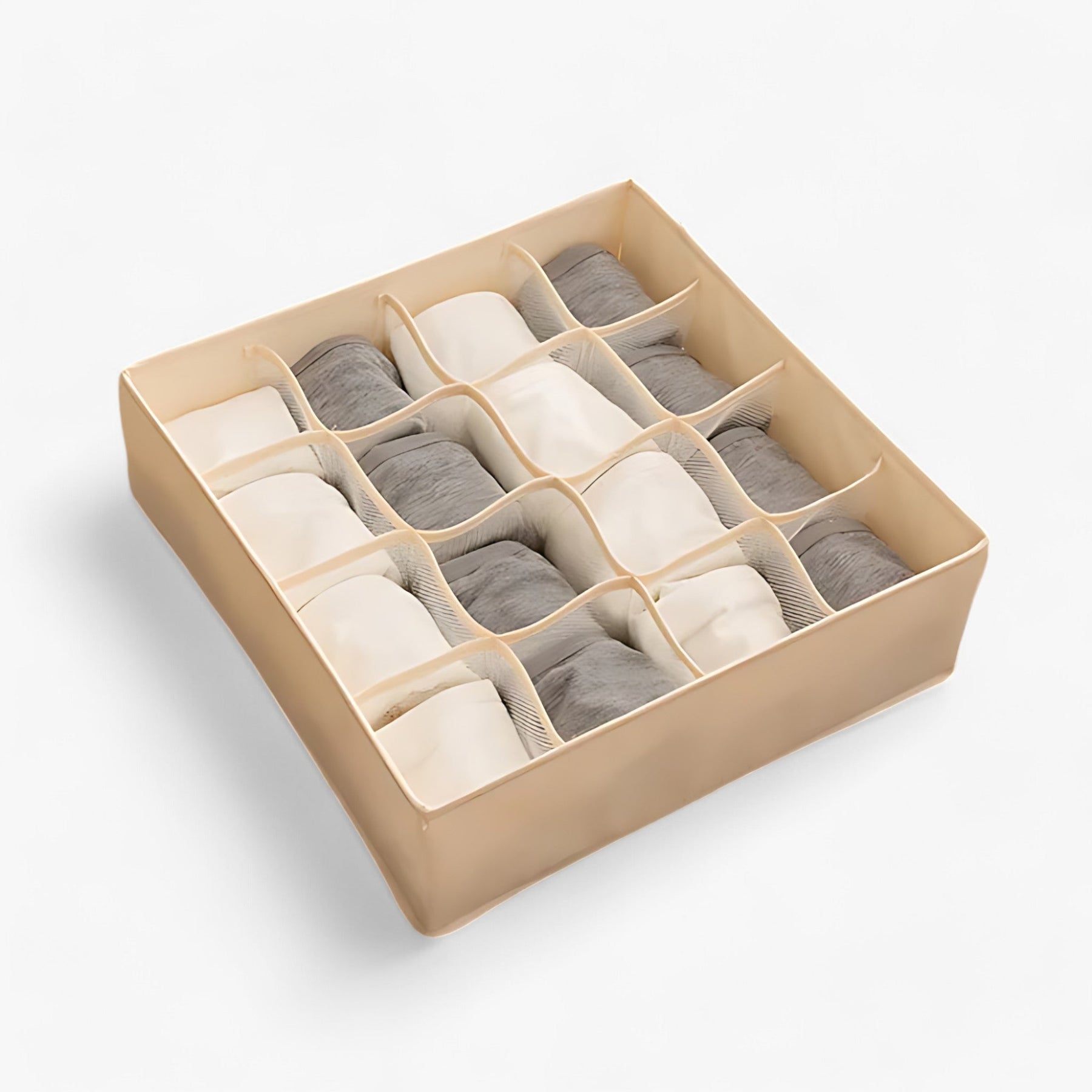 home & garden : Ondergoed organizer | Opvouwbare ladeverdeler - Houd sokken en bh's op een nette manier gesorteerd in Beige 16 Compartimenten van Pantino