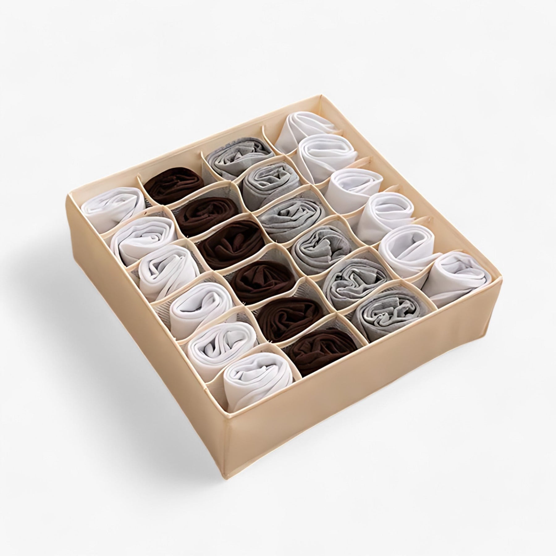 home & garden : Ondergoed organizer | Opvouwbare ladeverdeler - Houd sokken en bh's op een nette manier gesorteerd in Beige 24 Compartimenten van Pantino