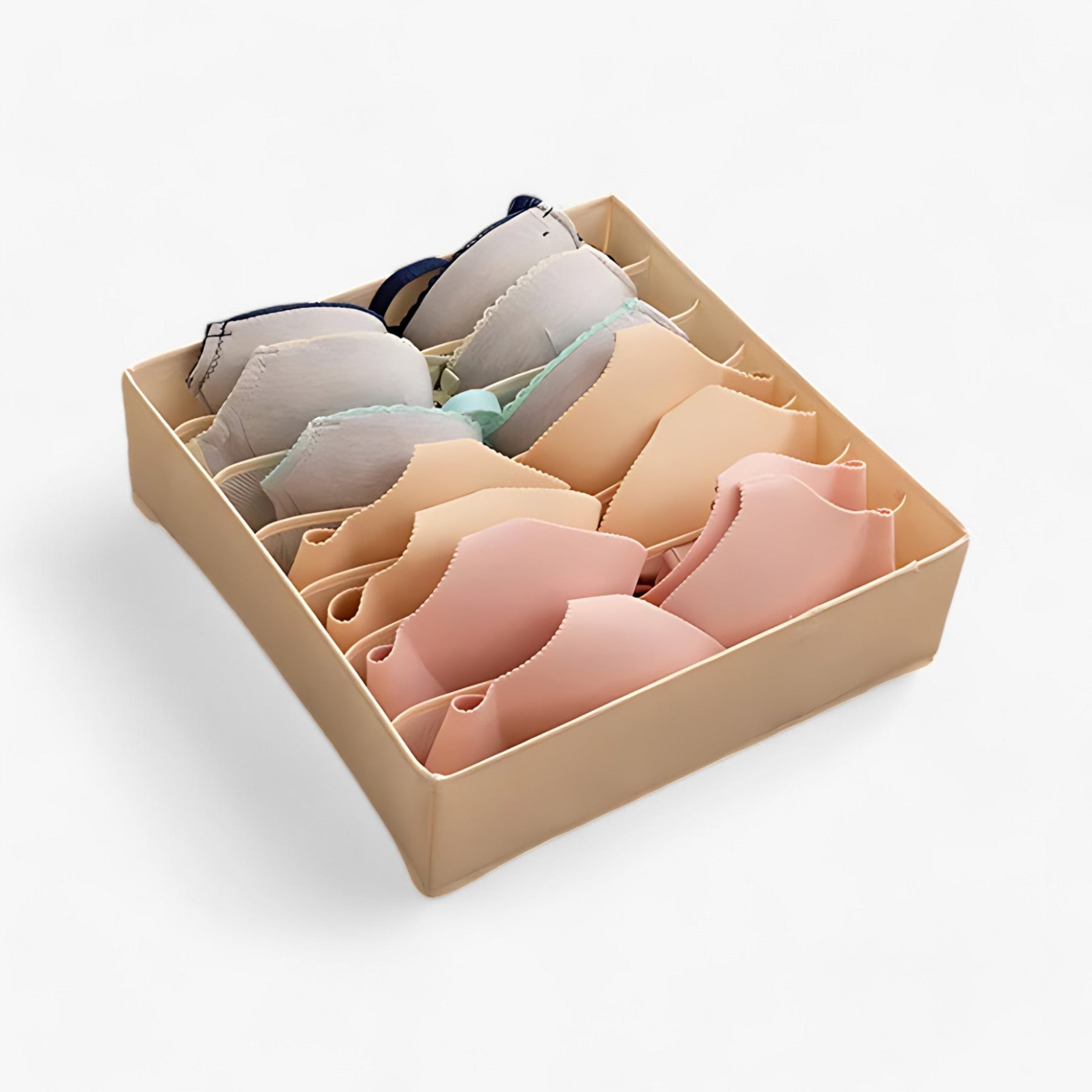 home & garden : Ondergoed organizer | Opvouwbare ladeverdeler - Houd sokken en bh's op een nette manier gesorteerd in Beige 7 Compartimenten van Pantino