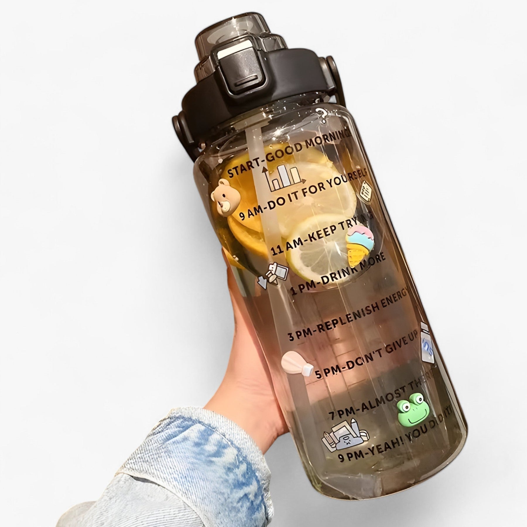 other : HydroMax | Grote waterfles - Grote capaciteit voor hydratatie de hele dag door in 2L 3D Sticker Zwart van Pantinoshop