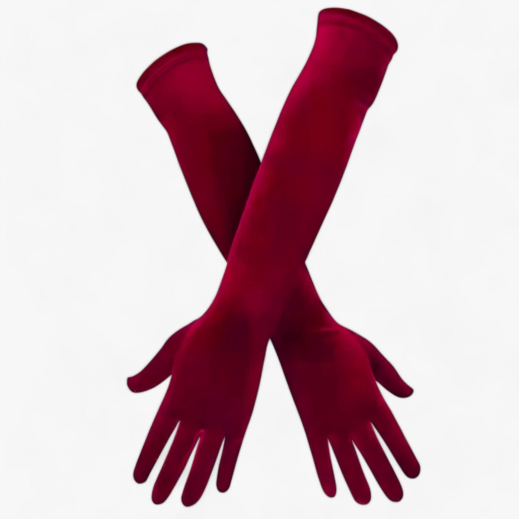 accessories : Lily | Dames Velours Handschoenen - Elegante Retro-Stijl en Warmte in Bordeaux 44cm Eén maat van Pantino