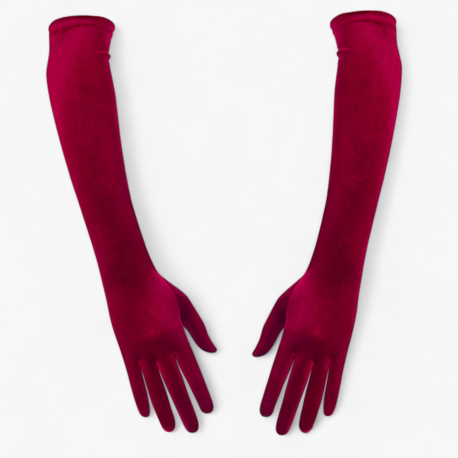 accessories : Lily | Dames Velours Handschoenen - Elegante Retro-Stijl en Warmte in Bordeaux 53cm Eén maat van Pantino