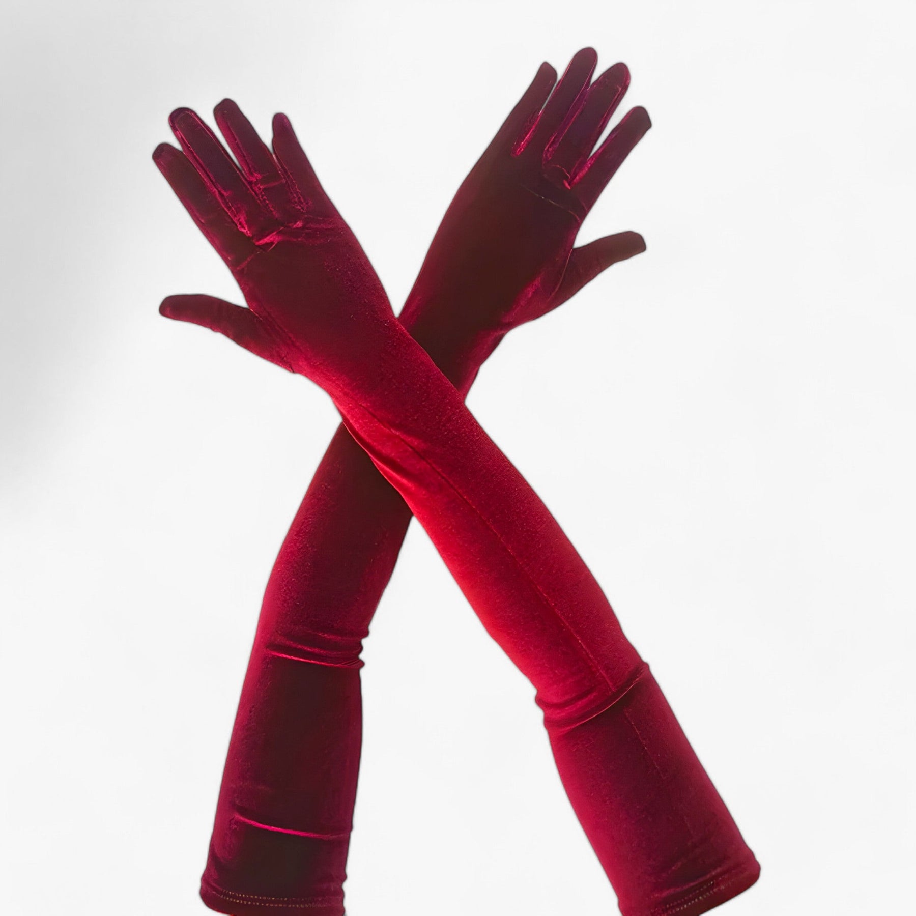 accessories : Lily | Dames Velours Handschoenen - Elegante Retro-Stijl en Warmte in Bordeaux 65cm Eén maat van Pantino