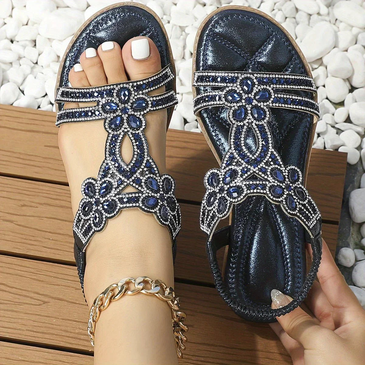men's fashion : Vera - Vegan Bio Sandalen Dames in Blauw van Pantino