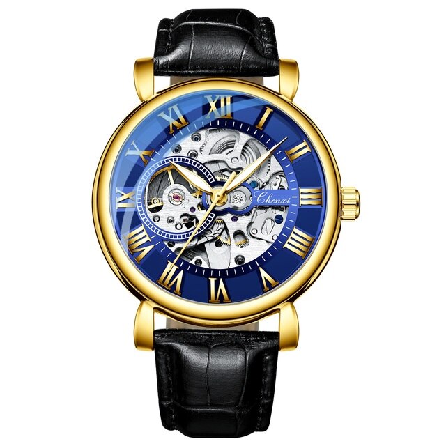 watches : Cheno Horloge | Heren horloge in Gouden Blauw van Pantino