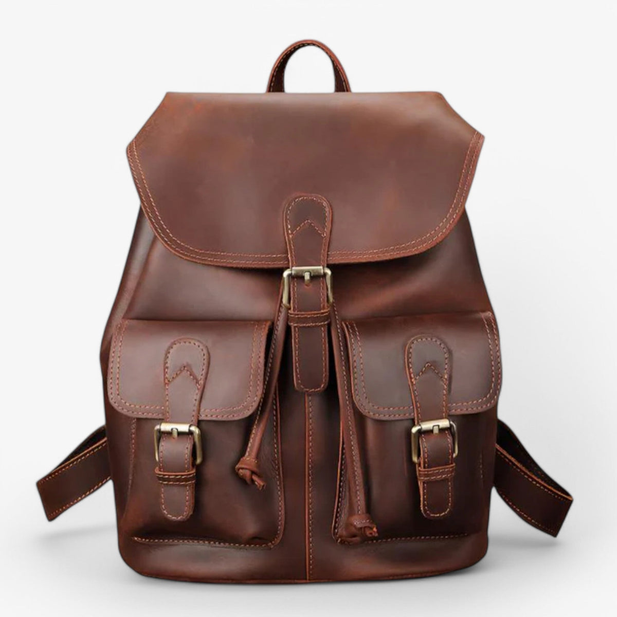 bags : Leonardo | Premium Leren Rugzak in bruin van Pantinoshop