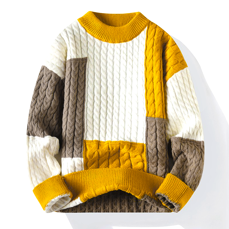 men's fashion : Gianello - Gestreept Heren Trui in Geel van Pantino