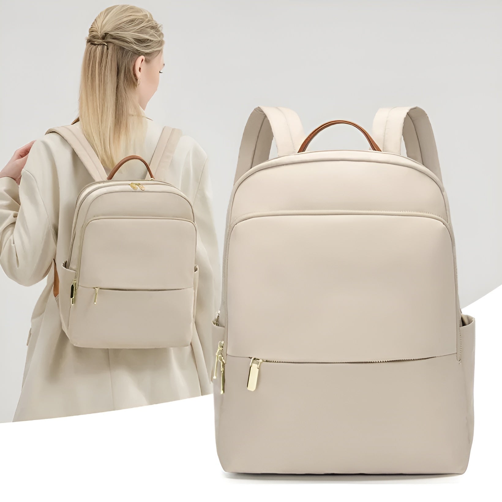 bags : Lea Backpack - Multifunctionele Laptop- en Reisrugzak Voor Vrouwen in Khaki van Pantino