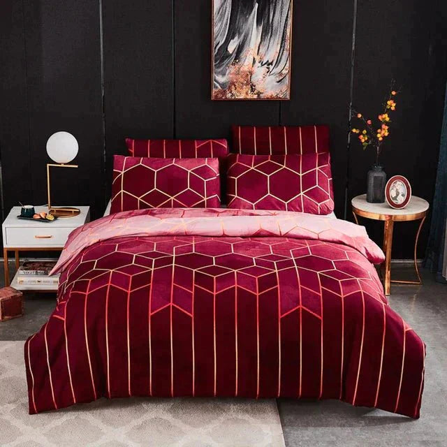 home & garden : Luxe Layer - Dekbedovertrek 'Geometrisch patroon' verkoelend en ademend in Rood van Pantino