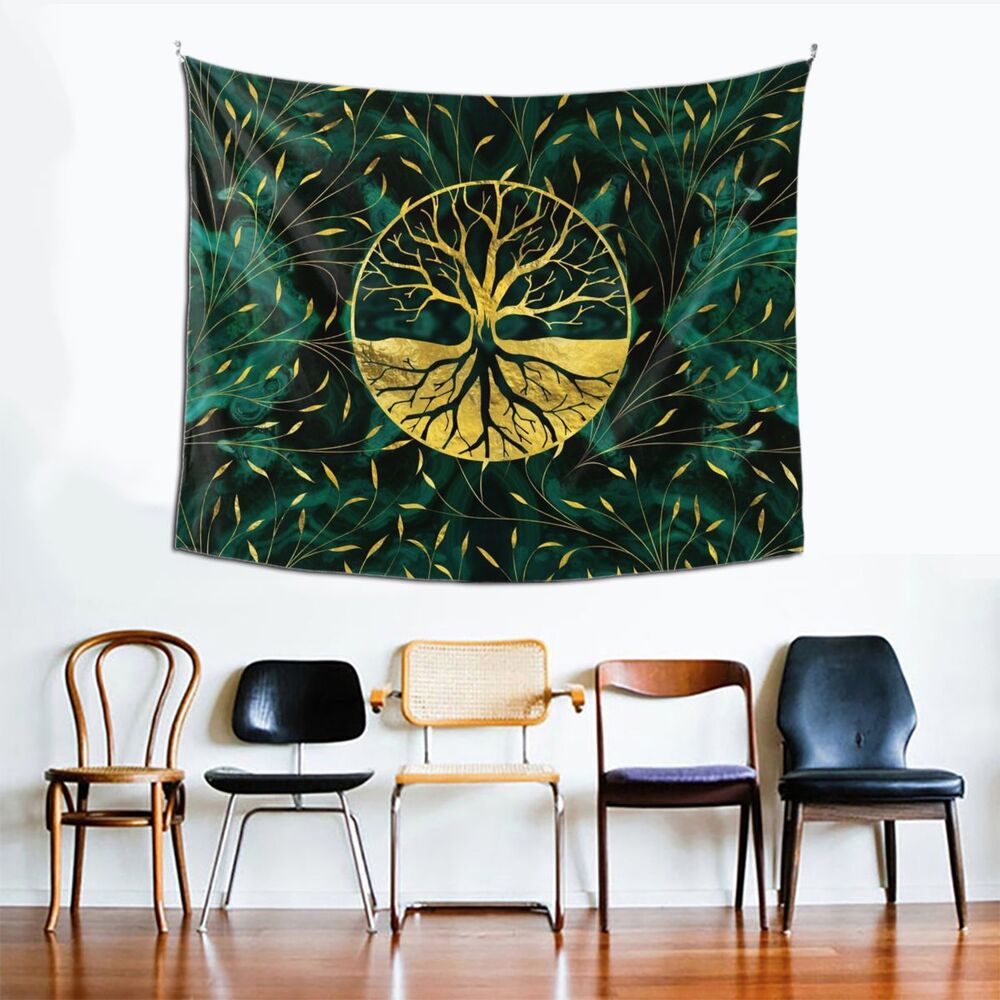home & garden : Gouden Levensboom Malachiet-Design Wandkleed in van Pantino