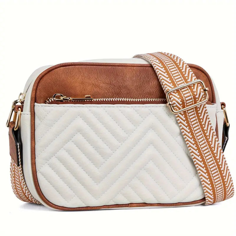 bags : Rena Vegan Leer Schoudertas in Beige met bruin van Pantino