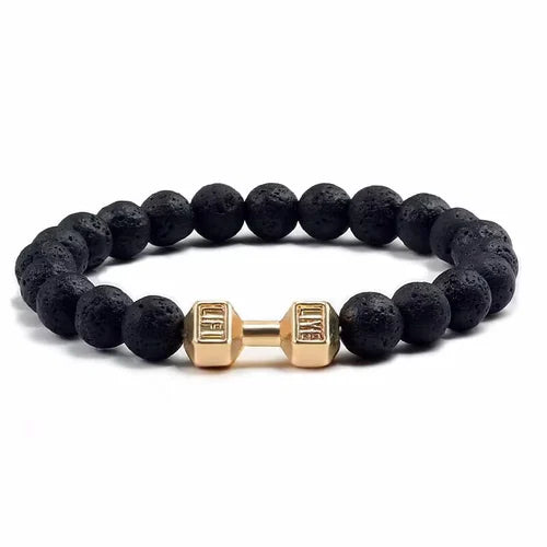 accessories : Liftlink | Elegante Dumbbell Armband in Vulkaan Goud van Pantino