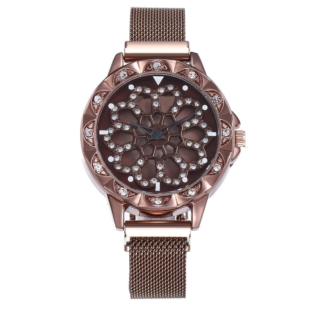 watches : Flower Watch Bloem Horloge in Bruin van Pantino