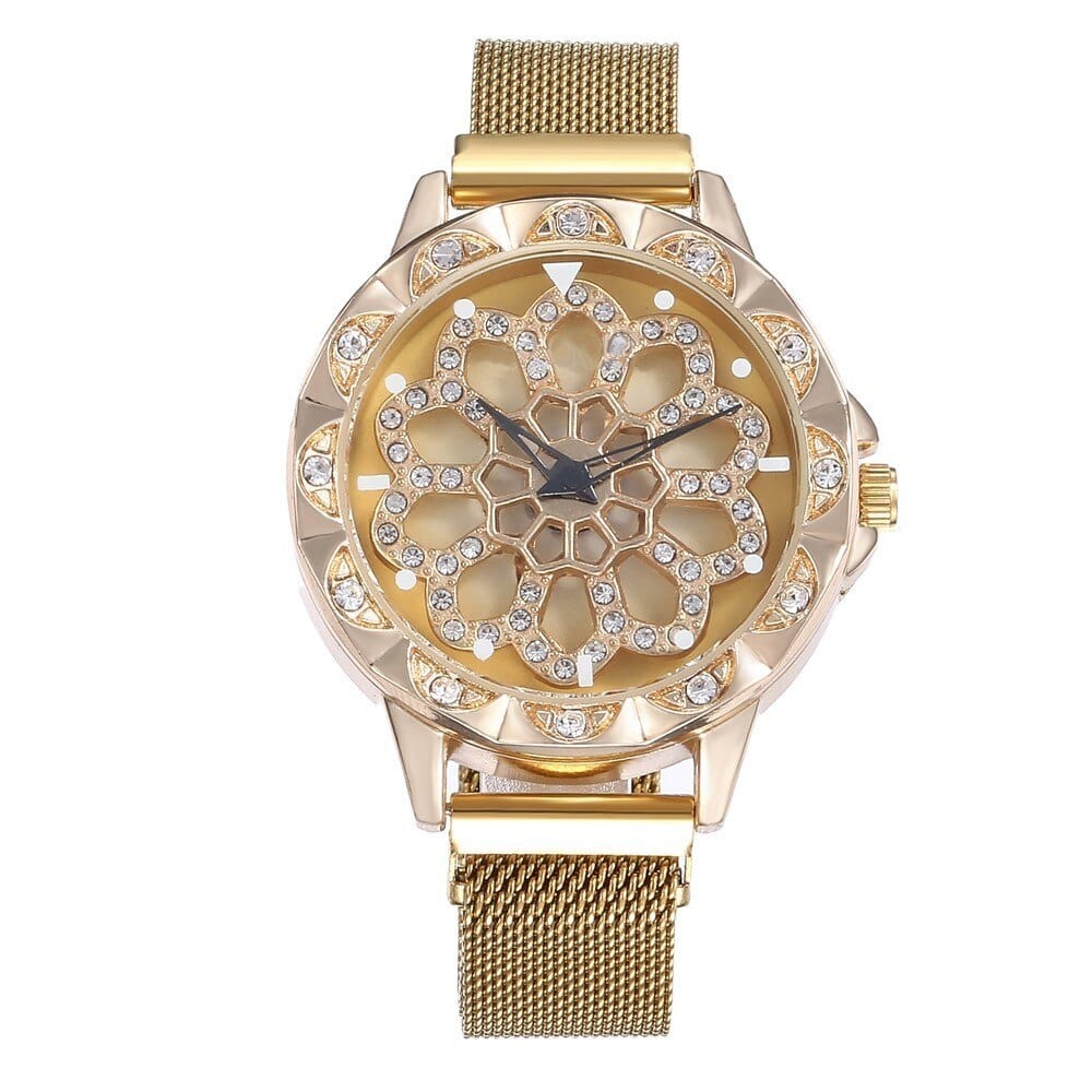 watches : Flower Watch Bloem Horloge in Goud van Pantino