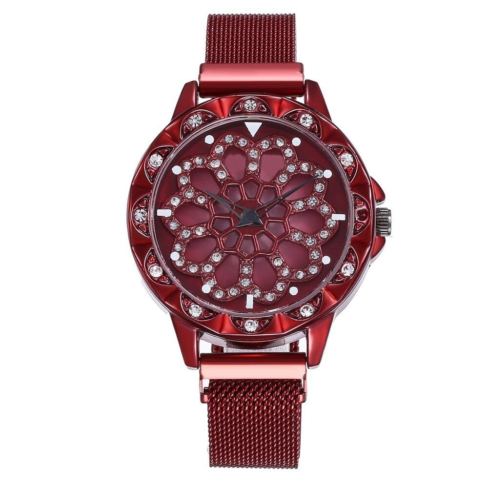 watches : Flower Watch Bloem Horloge in Rood van Pantino