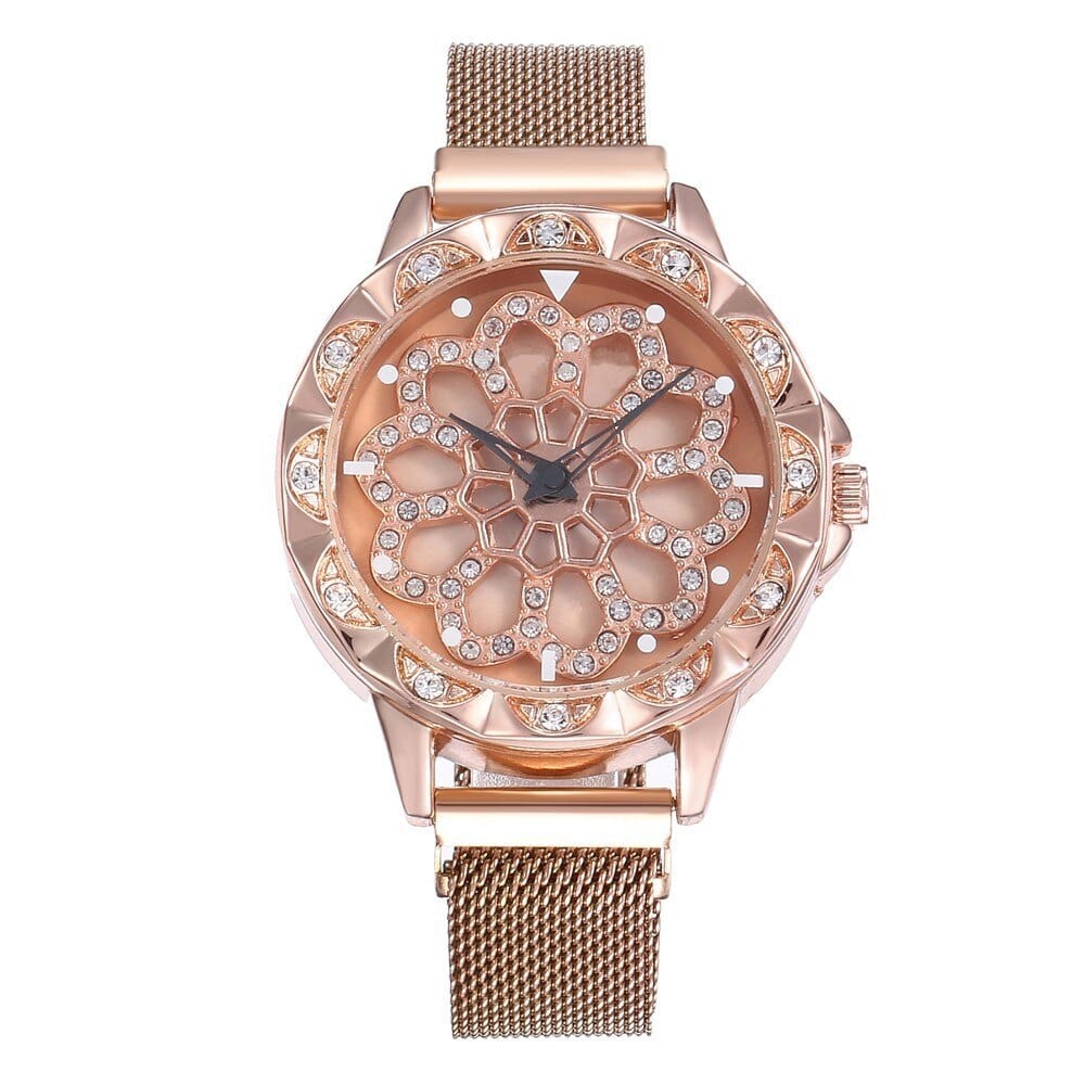 watches : Flower Watch Bloem Horloge in Rosegoud van Pantino