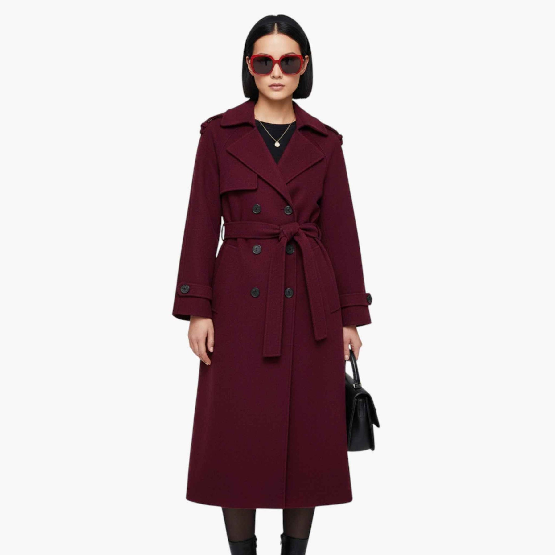 Damesjassen & -jacks : Brianna | Dames Lange Winterjas met Riemen in van Pantino