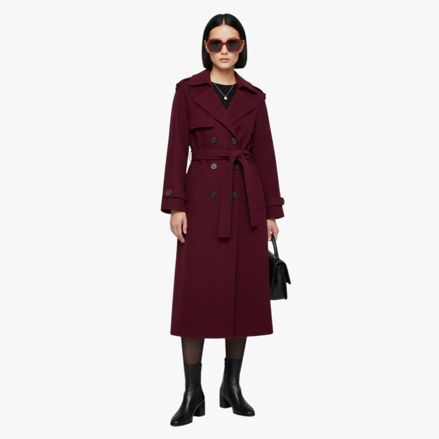 Damesjassen & -jacks : Brianna | Dames Lange Winterjas met Riemen in van Pantino