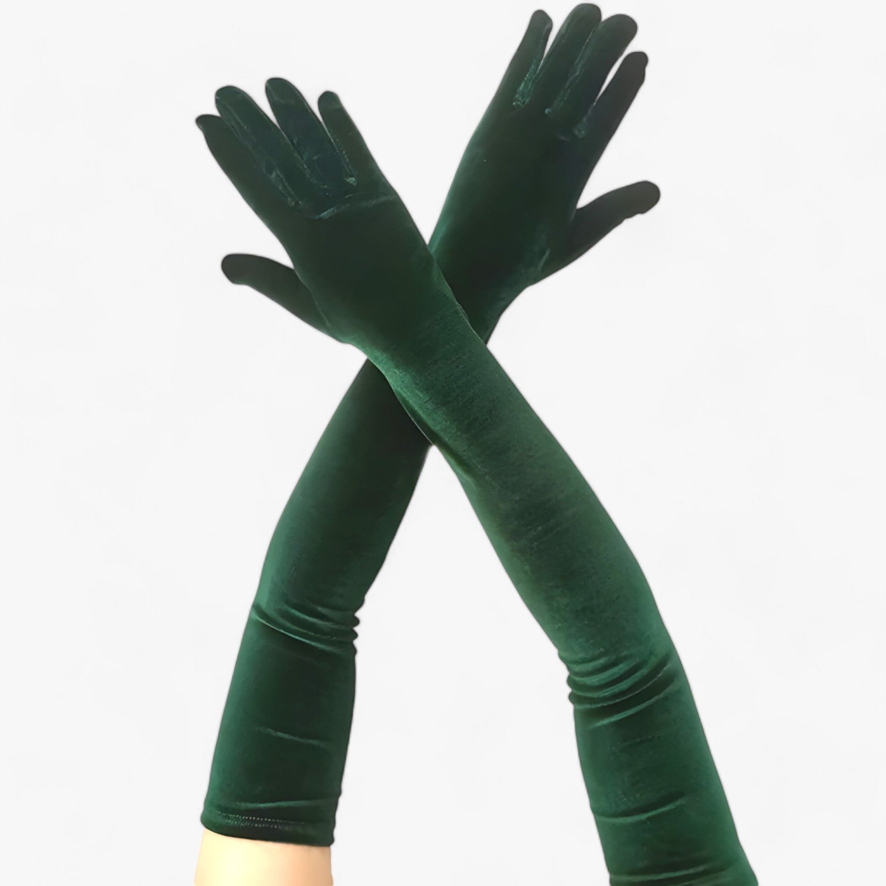 accessories : Lily | Dames Velours Handschoenen - Elegante Retro-Stijl en Warmte in Groen 65cm Eén maat van Pantino