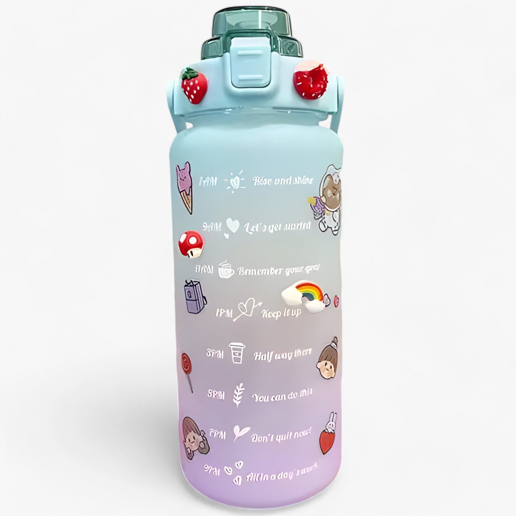 other : HydroMax | Grote waterfles - Grote capaciteit voor hydratatie de hele dag door in 2L 3D Sticker Groen Violet van Pantinoshop