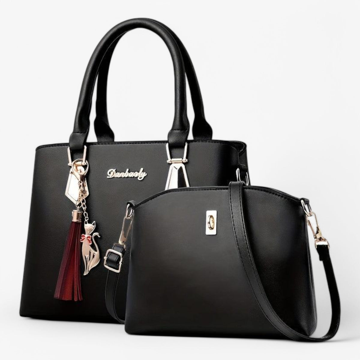 bags : HandBag - PU Leren Tassenset in Zwart van Pantino