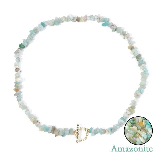 accessories : Helende Boheemse Gem Grind Natuurlijke Halfedelsteen Ketting in Amazonite van Pantino
