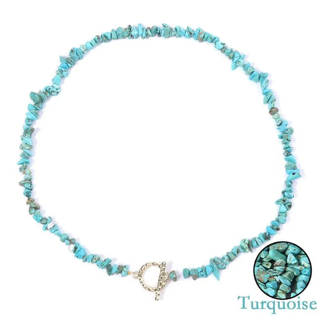 accessories : Helende Boheemse Gem Grind Natuurlijke Halfedelsteen Ketting in Turquoise van Pantino