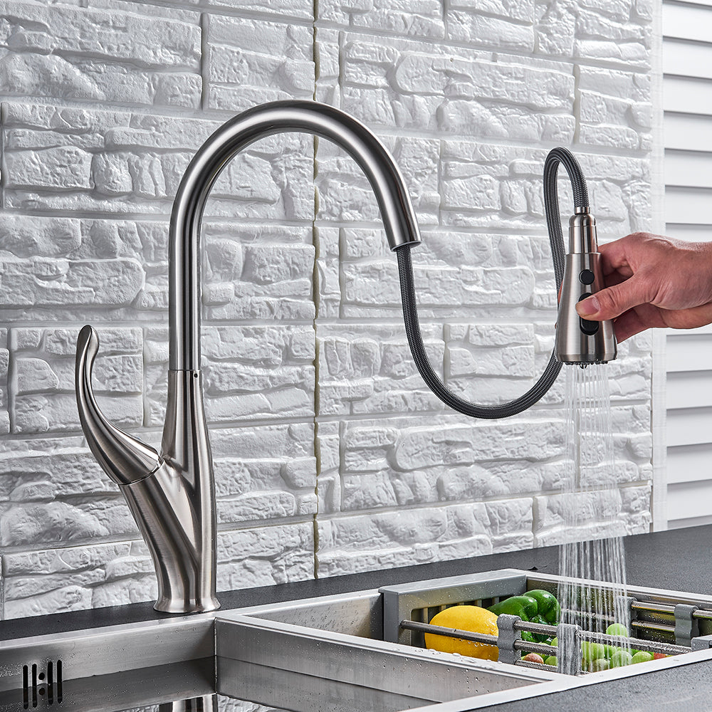 home & garden : Nidas - Zwart geborstelde keukenmengkraan Mengkraan voor warm en koud water Keukenmengkraan in van Pantino