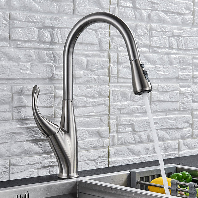 home & garden : Nidas - Zwart geborstelde keukenmengkraan Mengkraan voor warm en koud water Keukenmengkraan in Geborsteld nikkel zilver van Pantino
