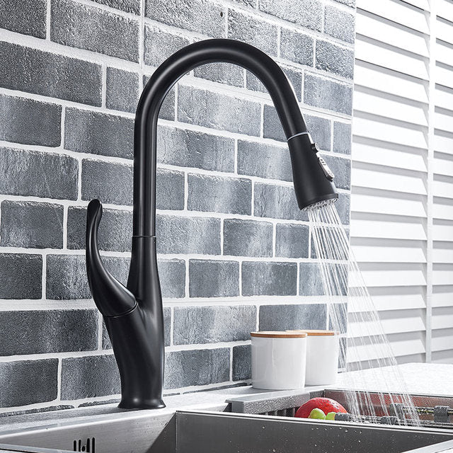 home & garden : Nidas - Zwart geborstelde keukenmengkraan Mengkraan voor warm en koud water Keukenmengkraan in Mat zwart van Pantino