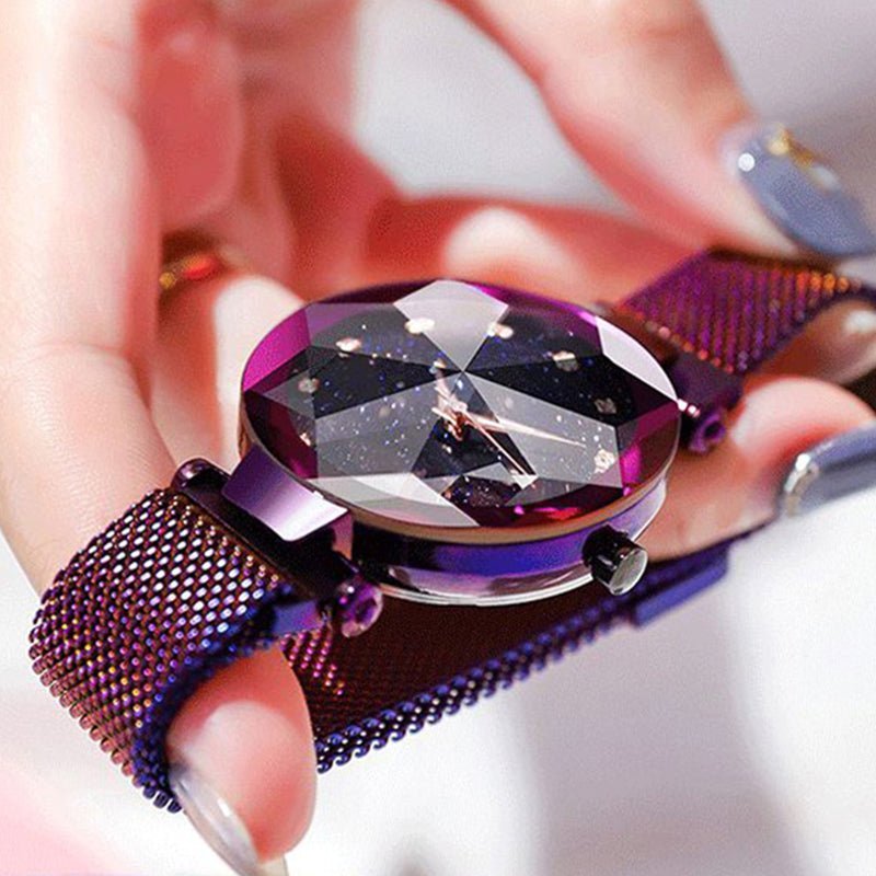 watches : Kristal Sterren Horloge Met Magnetisch Sluitbaar Bandje | Galaxy Look in van Pantino