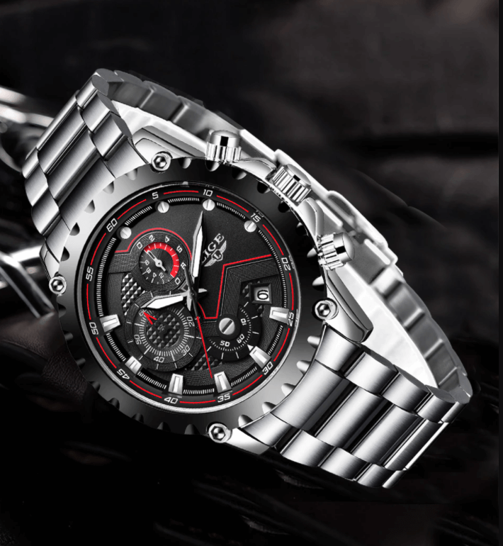 watches : Heren Militair Stalen Horloge in Zwart van Pantino
