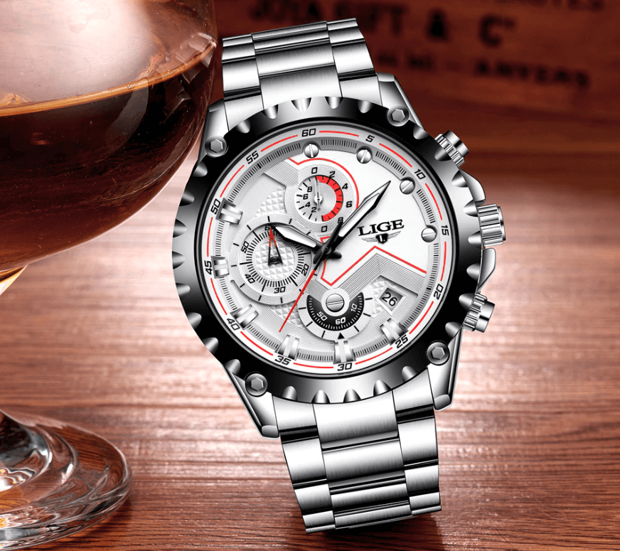 watches : Heren Militair Stalen Horloge in Wit van Pantino